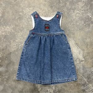 Vintage Lee Girls Denim Overall Jumper Dress 6X USA Made